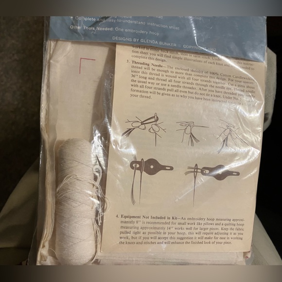 Candlewicking Kit for 9x15” pillow, WELCOME pattern, all directions & materials. - Picture 2 of 3